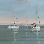 Anchored Yachts Langstone Harbour – Painting and Art Prints