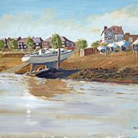 Beached Yacht On Beach – Hardway Hampshire – Art Prints and Oil Painting