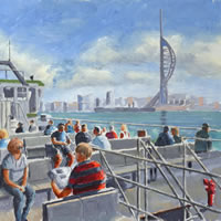Gosport Ferry – Portsmouth Hampshire – Painting by Surrey Artist David Whitson