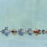 Moored Boats Medina Painting by Gosport Hampshire Artist David Whitson