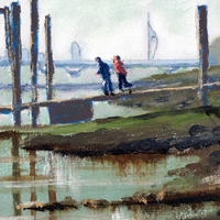Pontoon at Hardway Portsmouth – Art Prints and Oil Painting For Sale