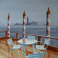 Table and Chairs – Rain in Venice – Art Prints