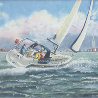 Yacht Wagtail Sailing Off Portsmouth – Painting