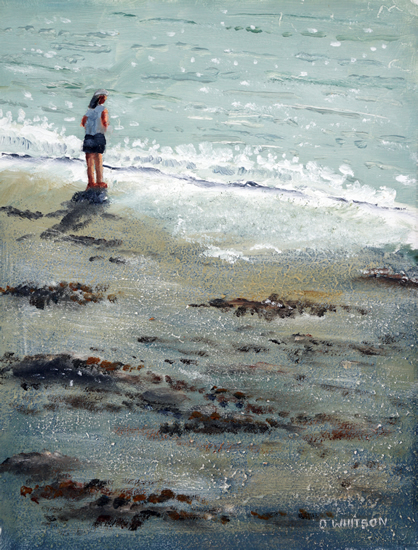 Girl on Beach - Oil Painting - Artist David Whitson
