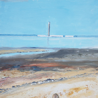 Fawley Chimney – View from Beach – Hampshire Art Gallery
