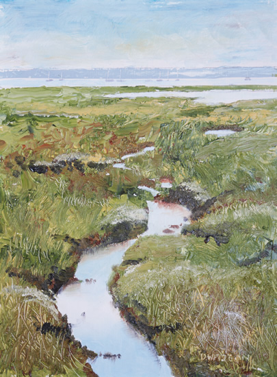Mud flats, Fareham Lake - Oil Painting and Art Prints - Artist David Whitson