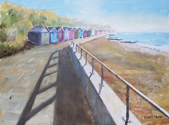 Railings at Hill Head Beach - Oil Painting and Art Prints - Artist David Whitson