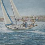 Yacht Jura sailing off Yarmouth Isle of Wight – Oil Painting and Art Prints – Artist David Whitson